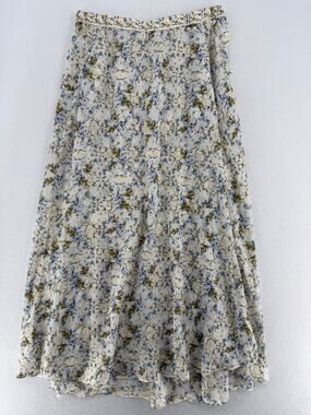 Max Studio Floral Maxi Skirt Womens M Blue Green Cream Pockets Boho NWOT